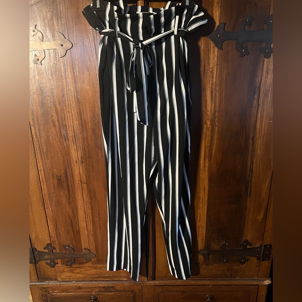 H&M Monochrome Striped Trousers